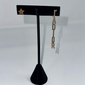 Authentic Christian Dior J'ADIOR Asymmetrical Gold-Tone Earrings